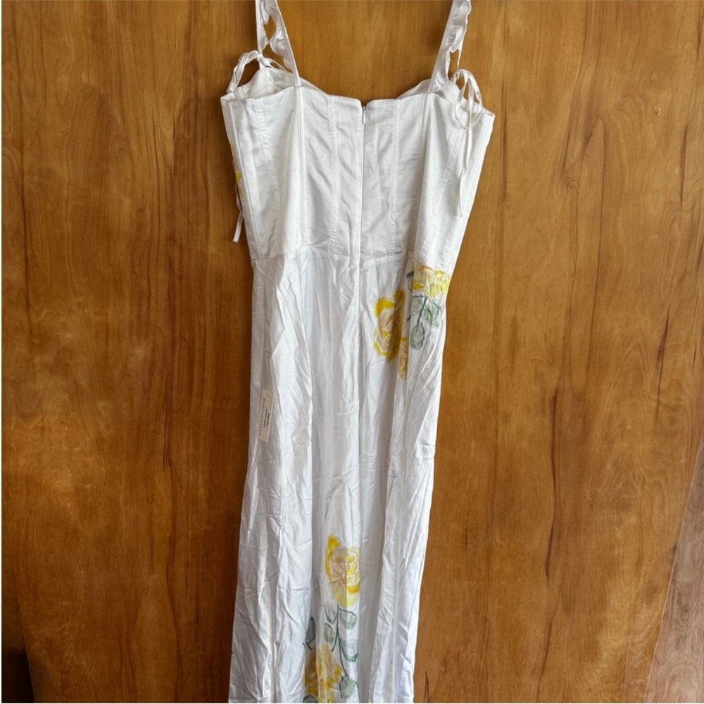 For Love And Lemons White Maxi Dress With Yellow Floral Design View 6